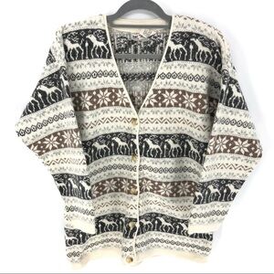Maglia Donna Italy Cardigan Sweater Womens Small Wool Angora Fair Isle Nordic